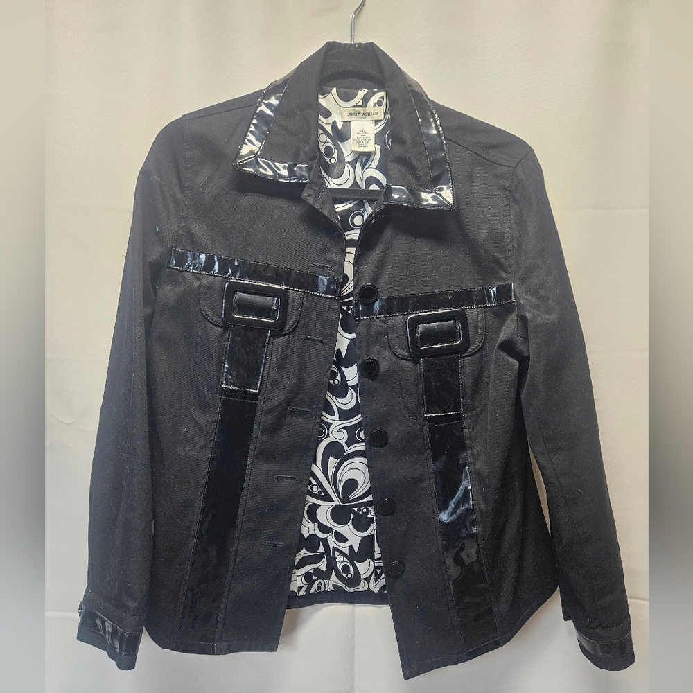 Laura Ashley Black Jean Jacket with Glossy Accents